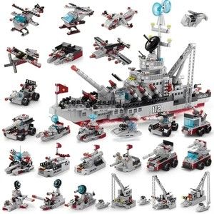 NIB 651pcs 25 Changes Military Warships Series Army Building Blocks Ship Models